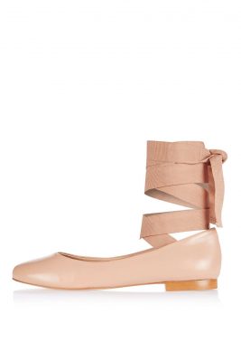 Topshop Pink KUTE Ballet Ankle Tie Flats
